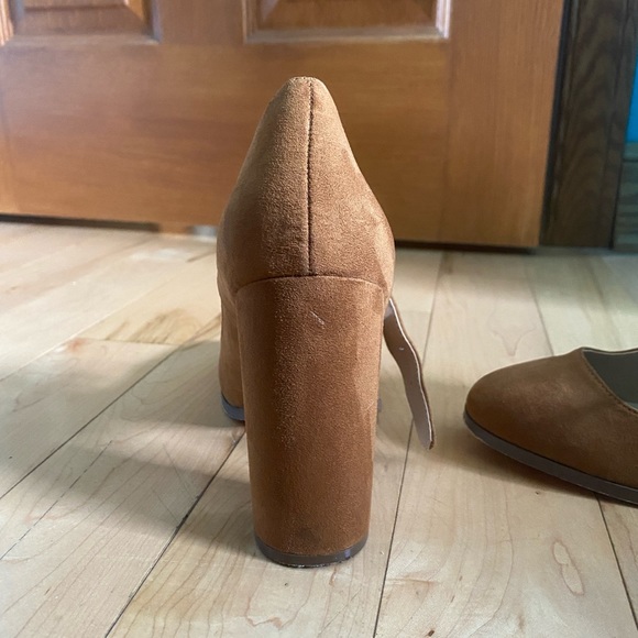 Mix No.6 Camel brown Suede Mary Janes with block heel 8.5 - Picture 2 of 6